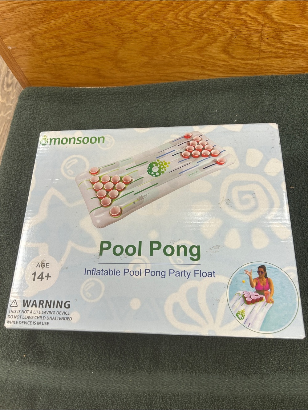 New Monsoon Inflatable Pool Pong Float - White with Pink Cups